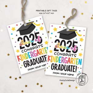 Étiquette-cadeau pour l'obtention du diplôme de la maternelle, promotion 2025, étiquette de cadeau félicitations pour les diplômés à imprimer, cadeau scolaire de fin d'année pour les enfants, téléchargement immédiat au format PDF