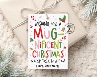 Christmas Gift Tags, MUG-nificent Printable, Coffee Cocoa Treat Bag Labels, Digital Download