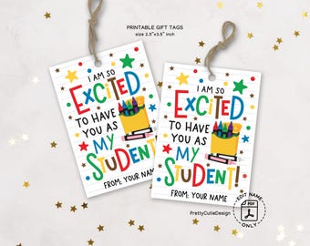 First Day of School Gift Tags Printable, Crayon Tags, Back to School Gift Labels, School Supplies Goodie Bag Tags, Teacher Welcome Tags