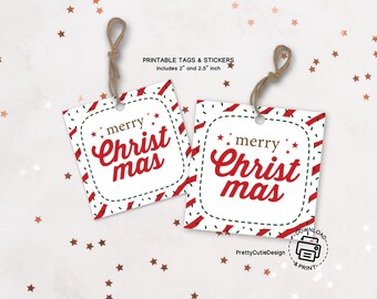 Merry Christmas Gift Tags: Festive Holiday Favor Labels (Printable)
