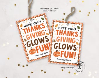 Thanksgiving Glow Stick Gift Tags: Classroom Favor Labels (Digital Download)