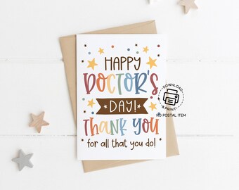 Doctor’s Day Printable Greeting Card, Thank You Doctor Card, Doctor Appreciation Gift, Instant Download Medical Office Gift
