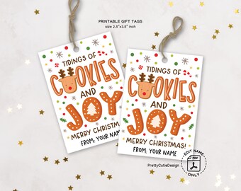 Christmas Gift Tags, Cookies and Joy Printables, Holiday Treat Labels