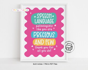 Speech Language Pathologist Day Wall Art Printable, SLP Appreciation Poster, Cute Thank You Sign, Clinic or Office Decor, Pastel Gift Idea