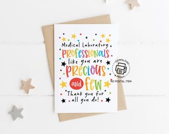 Medical Laboratory Professionals Week Card, Precious and Few Lab Appreciation Printable, Instant Download Thank You Card for Lab Techs