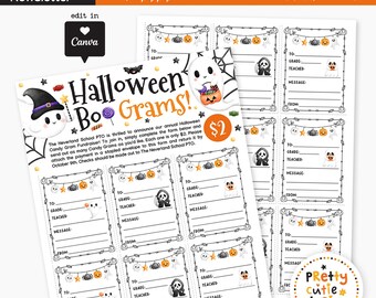 Halloween Boo Grams Editable Printable, School Candy Gram Fundraiser Template, Halloween Classroom Activity PDF, Canva Instant Download