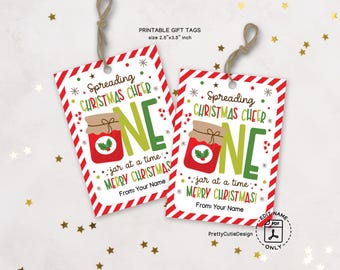 Christmas Gift Tags Printable, Spreading Cheer One Jar at a Time, Mason Favor Labels