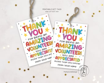 Volunteer Appreciation Gift Tag Printable, Amazing Volunteer Thank You Tags, Printable Thank You Volunteer Tags, Volunteer Appreciation Tags