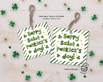 Happy St Patricks Day Tag, Cookie Printable Gift Tags, Kids Saint Patricks Day Rainbow Gift Tag, St Pattys Day Classroom Gift Tags