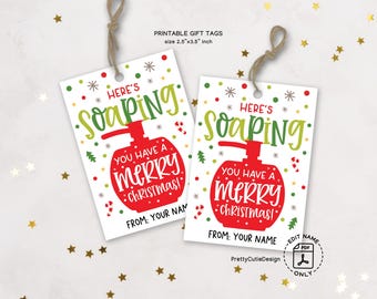 Christmas Soap Gift Tags Printable: Here’s Soaping You Have a Merry Christmas Favor Labels