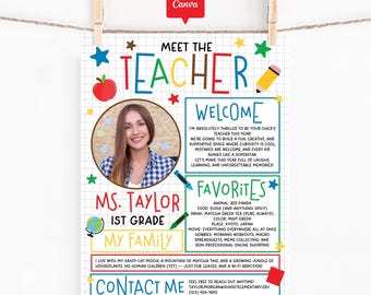 Editable Meet the Teacher Flyer Template: Back to School Canva Printable (8.5x11 inches)