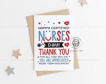 Certified Nurses Thank You Card, Certified Nurses Appreciation Day Gifts, Certified Nurses Greeting Card Printable, Nurse Thank You Gift