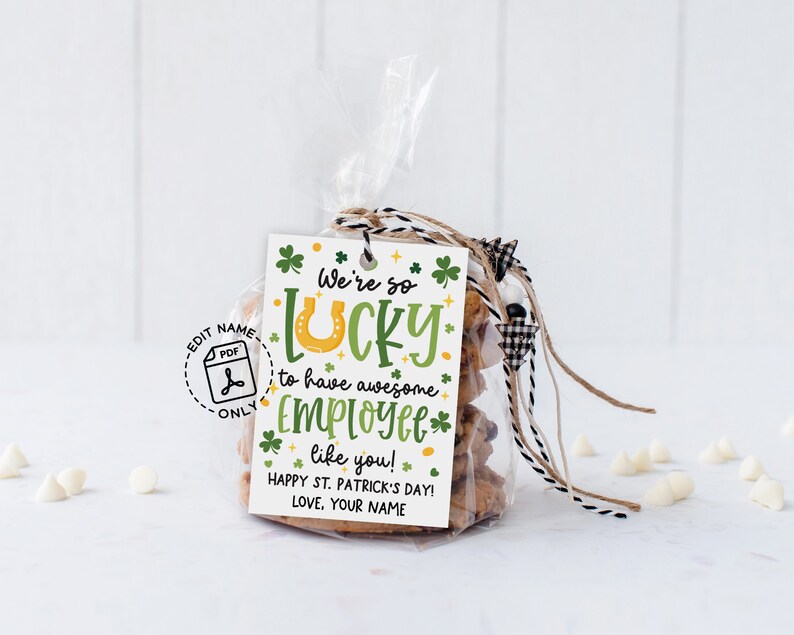 Happy St Patricks Day Printable Gift Tags, Employee Thank You Gift Tags ...