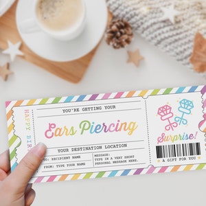Ear Piercing Gift Certificate Template Printable Surprise Ticket, Ear ...