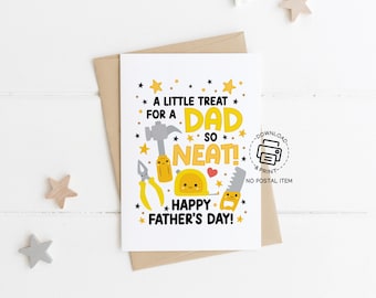 Cute Father's Day Tool Card Printable, A Little Treat for a Dad So Neat Card, Funny Handy Dad Card, DIY Gift, Instant Download Greeting