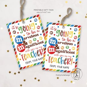 First Day of School Gift Tags Printable, Marvelous and Magnificent Teacher Treat Tag, Back to School Favor, PDF Instant Download
