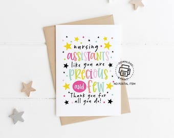 Printable CNA Greeting Card, Nursing Assistants Like You Are Precious and Few, Nurse Aide Appreciation Card, CNA Week Digital Download