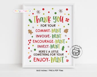 Commit-MINT Thank You Sign Printable, Volunteer Appreciation Poster, Treat Table Decor