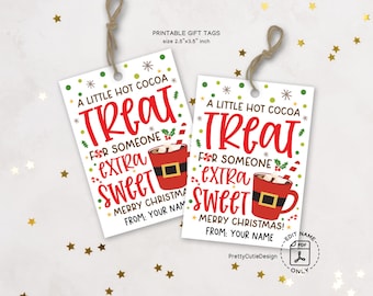 Christmas Gift Tags Printable, Hot Cocoa Treat, Extra Sweet Holiday Labels