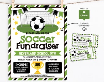 Soccer Fundraiser Flyer Editable Template, School Fundraiser Template, Soccer Tournament Pto Flyer, Charity Calendar Canva Flyer Template