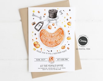 Watercolor Potion Bottle Halloween Party Invitation: Editable Spooky Event Template (Digital Download)