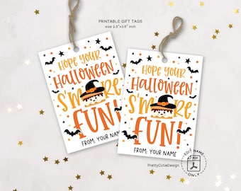 S'more Halloween Favor Tags: Printable Treat Bag Labels (PDF Download)