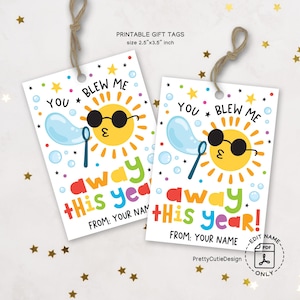 You blies me dit jaar weg cadeaukaartjes, laatste schooldag afdrukbare tags, Bubble Summer Favor Tags, eindejaarsstudent leraar bedanktag