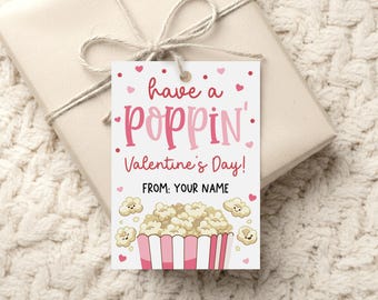 Poppin’ Valentine Gift Tags, Popcorn Party Printable, Teacher Classroom Treat Labels, Digital Download