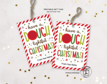 Playdough Gift Tags Printable, Dough-Lightful Christmas, Classroom Party Favor Labels