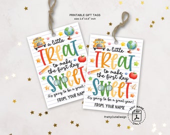 Back To School Gift Tags, A Little Treat to Make the First Day Sweet, Printable First Day of School Treat Bag Tag, Teacher Back to School