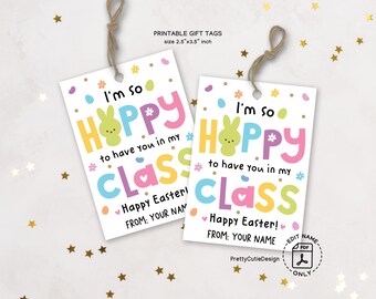 Easter Bunny Favor Tags Printable, Happy Easter Gift Tags, School Classroom Candy Tags, Easter Tags for Kids, Instant Download