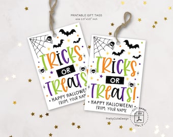 Tricks or Treats Halloween Gift Tags, Printable Spooky Bag Labels (PDF Pattern)