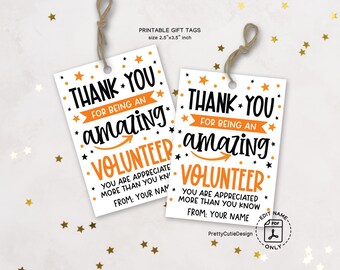 Volunteer Appreciation Gift Tags Printable, Thank You for Being an Amazing Volunteer, National School Volunteer Week Tag for Treat Bags