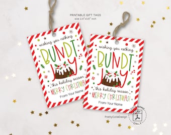 Christmas Gift Tags Printable, Bundt Joy Cake Theme, Holiday Baking Treat Labels