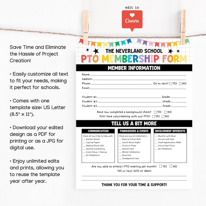 Editable PTO PTA Flyer Bundle: School Event Calendar, Membership Form ...