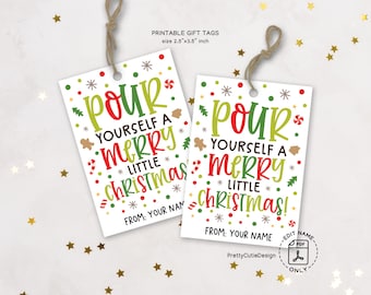 Funny Christmas Gift Tags, Pour Yourself a Merry Little Christmas (PDF Printable)