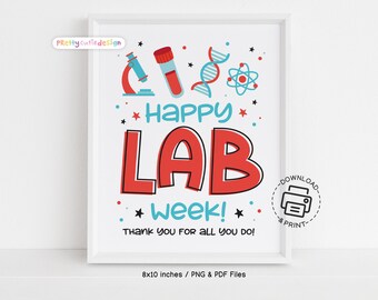 Happy Lab Week Sign Printable, Medical Laboratory Professionals Week Wall Art, Lab Week Decoration Thank You Poster