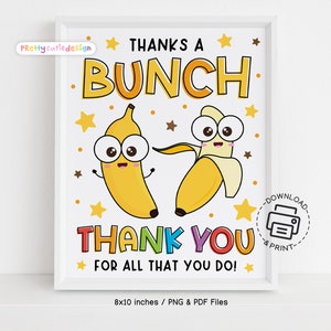 Appreciation Sign Printable, Banana Bar Sign Teacher and Staff Appreciation Poster Food Table Sign, Breakfast Bar Sign Printable