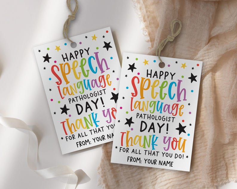 Rainbow SLP Appreciation Gift Tags: Speech Language Pathologist Day ...