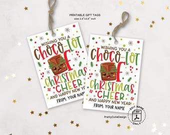 Printable Christmas Gift Tags, Chocolate Pun, Kids Holiday Favor (Instant Download)