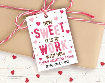 Valentine Coworker Gift Tags, Sweet Workplace Appreciation Favor Printable for Office Staff, Digital Download