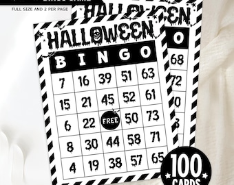 Halloween Bingo Game Printable: 100 Unique Cards (Digital Download