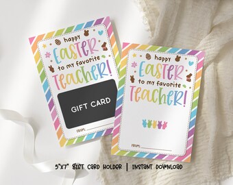 Easter Gift Card Holder, Teacher Easter Gift Card Printable, Easter Teacher Appreciation Gift Card Holder, Last Minute Gift for Teacher