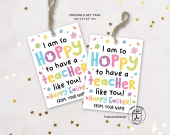 Easter Tags for Teacher, Printable Happy Easter Bunny Favor Tags, School Classroom Treat Bag Tags, Easter Gift Tags, Instant Download
