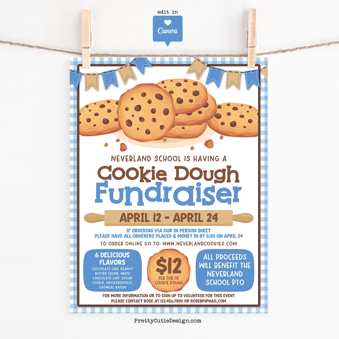 Cookie Dough Fundraiser Flyer Template, Cookie Dough School Fundraiser