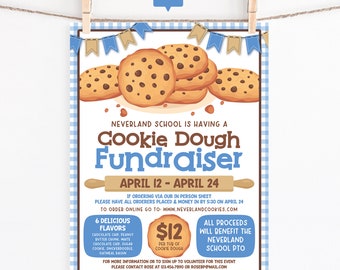 Cookie Dough Fundraiser Flyer Template, Cookie Dough School Fundraiser Bake Sale Flyer, Cookie Dough Flyer Design Canva Editable Template