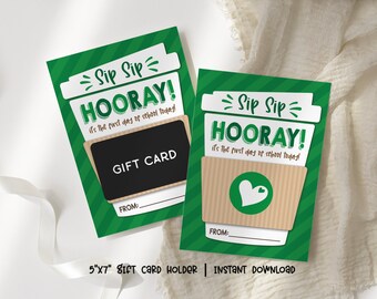 Sip Sip Hooray! It's The First Day of School Today Gift for Teacher, Back to School Coffee Gift Card Holder Printable, Teacher Card Holder