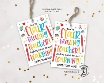 Teacher Appreciation Gift Tags, Flair-Mazing School Supplies Teacher Thank You Gift Tag Template, Teacher And Staff Appreciation Week Tag