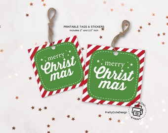 Merry Christmas Gift Tags: Red & Green Printable Labels (Digital Download)