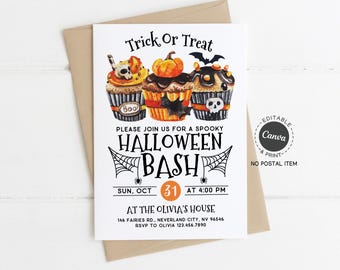Spooky Halloween Bash Invitation: Editable Cupcake Design (Printable Template)